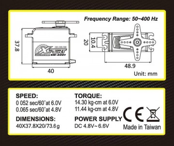 Xpert Servo Standard SM3301 6,0V Torque 14,30 Kg-cm, Speed 0,052 sec/60°